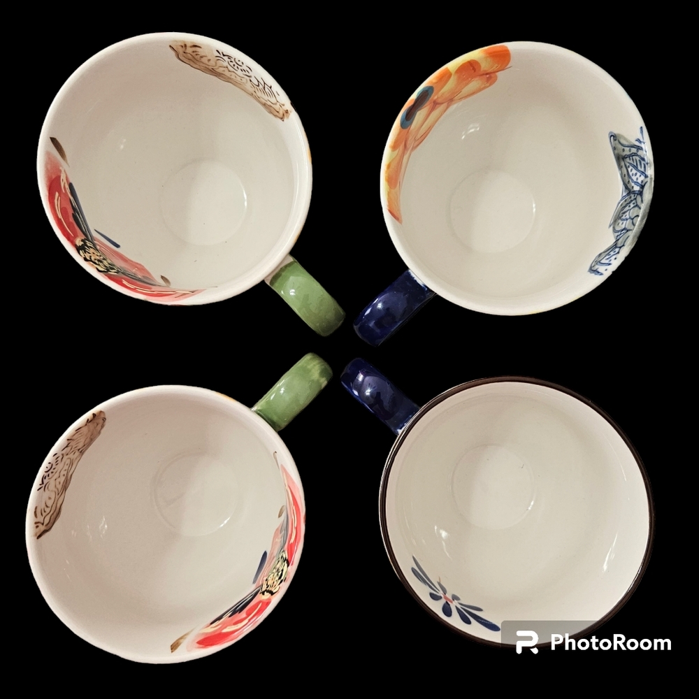 4 Grace's Teaware Pedestal Allover Floral Tea Cups Vibrant Color Coffee Soup Mug - Picture 3 of 8